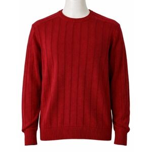 Nautica Red Cotton‎ Ribbed Knit Crewneck Sweater XXL 100% Cotton Preppy Coastal